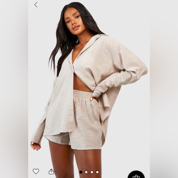 NWOT COTTON TONAL PINSTRIPE PAJAMA SET - Picture 3 of 6